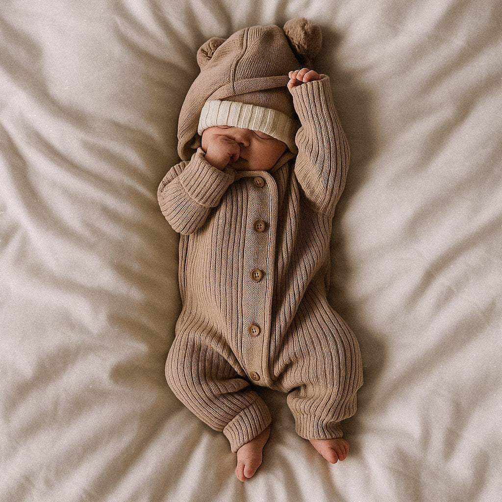 The Oak Cosy Cub Hooded Romper - 100% Cotton