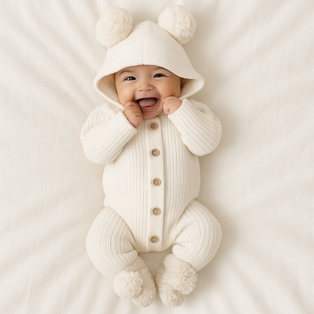 The Milk Cosy Cub Hooded Romper - 100% Cotton