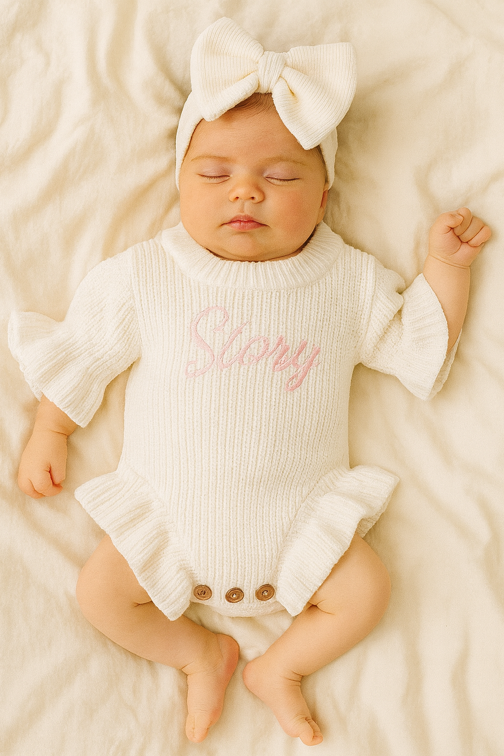 The Milk Personalised Pointelle Romper - 100% Cotton