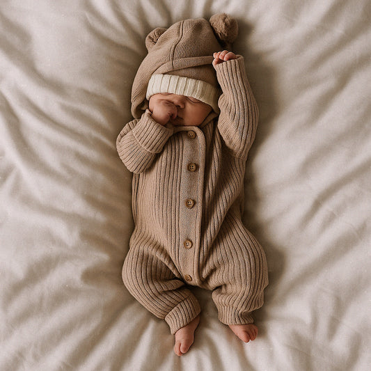 The Mya Hooded Knit Romper - 100% Cotton