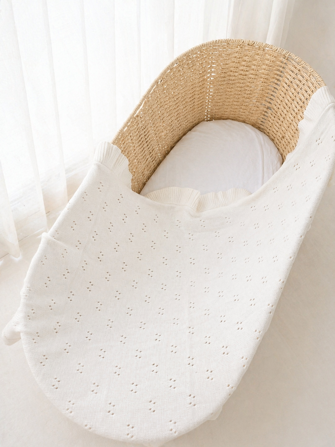 THE BLOOM POINTELLE BLANKET | MILK