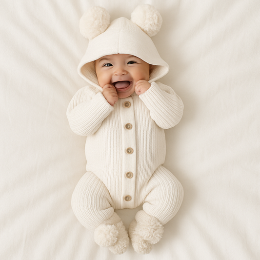The Milk Cosy Cub Hooded Romper - 100% Cotton
