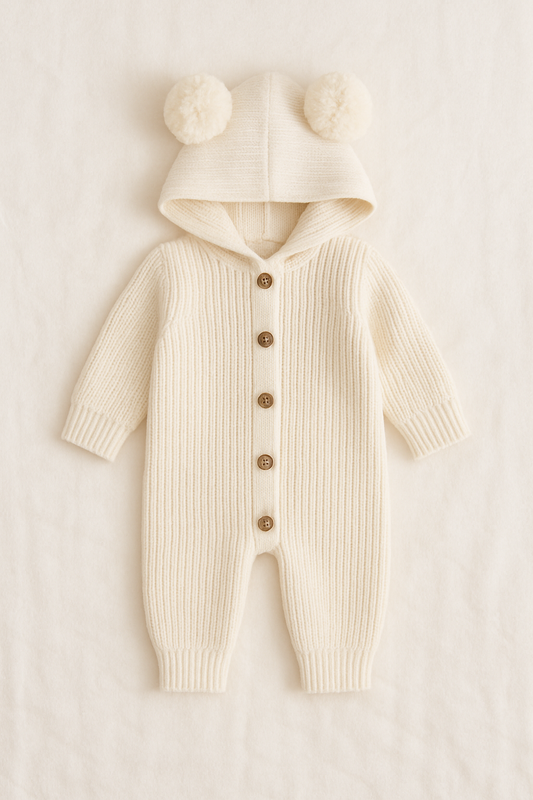 The Milk Cosy Cub Hooded Romper - 100% Cotton