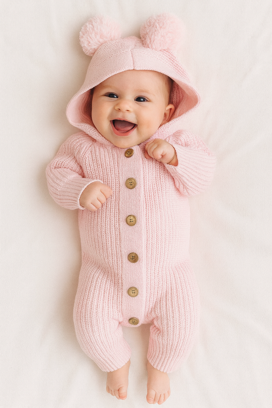 The Fairy Floss Cosy Cub Hooded Romper - 100% Cotton