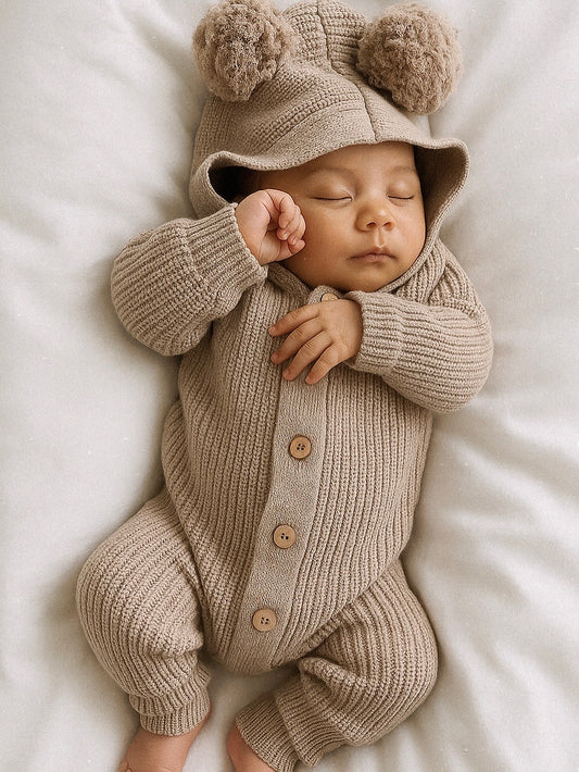The Mya Hooded Knit Romper - 100% Cotton