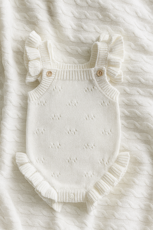 The Milk Gracie Pointelle Romper - 100% Cotton
