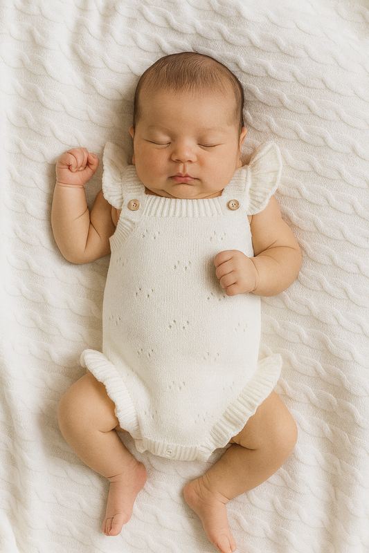 The Milk Gracie Pointelle Romper - 100% Cotton