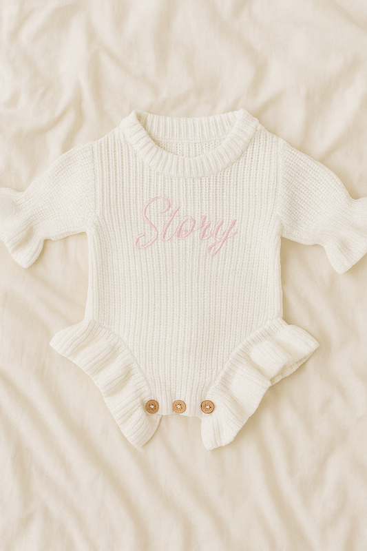The Milk Personalised Pointelle Romper - 100% Cotton