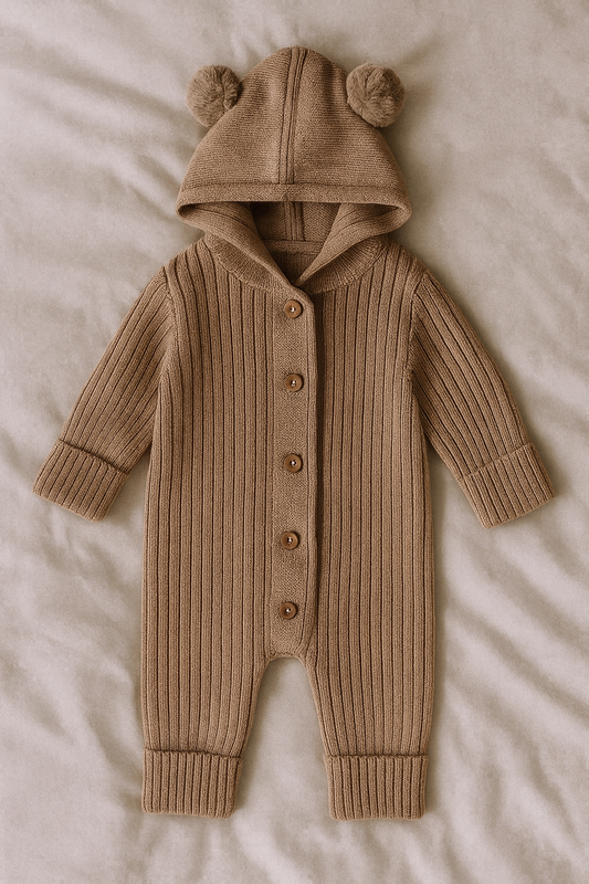 The Oak Cosy Cub Hooded Romper - 100% Cotton